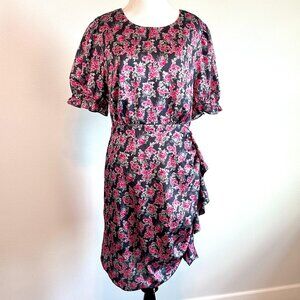 Shabby Chic Smocked Waist Floral Mini Dress Size L